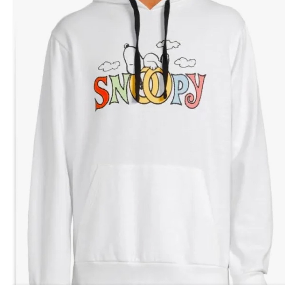 3XL very roomy, butter, soft fleece, snoopy, peanuts, gang hoodie, bright white